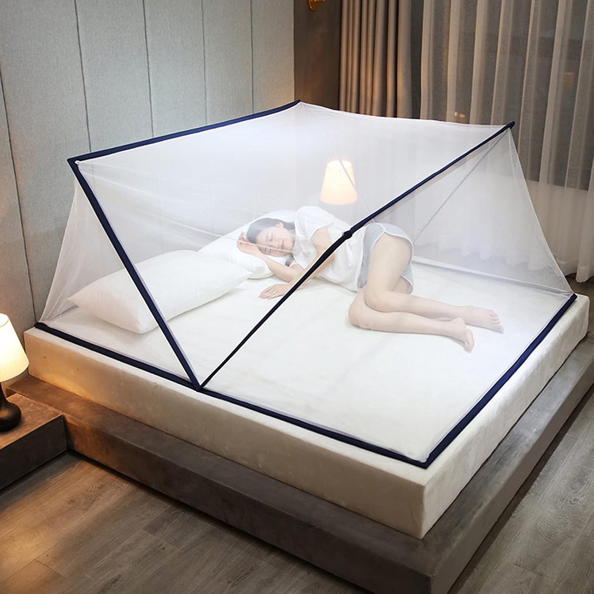 Opvouwbare Klamboe - Muggentent Baby - Baby Beschermen - Zonder Touwen - 1.2m Bed - Blauw