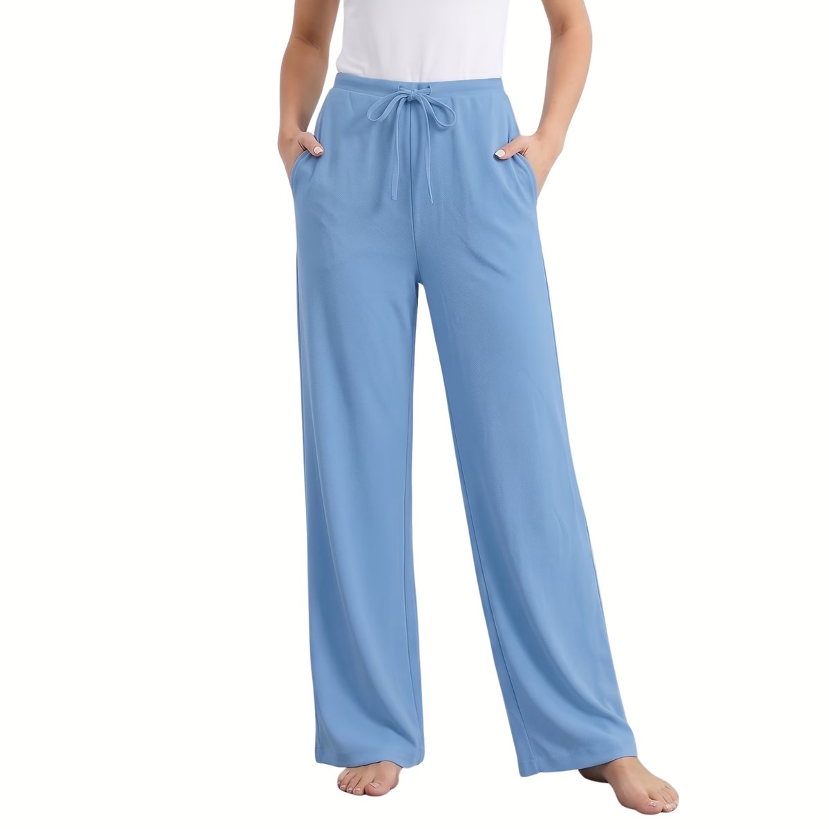 Currero Linnen Broek Dames - Zomerbroek - Volwassenen - Lange Broek - Pantalon - Strandbroek - Zomer - Ibiza Stijl - Lichtblauw XL