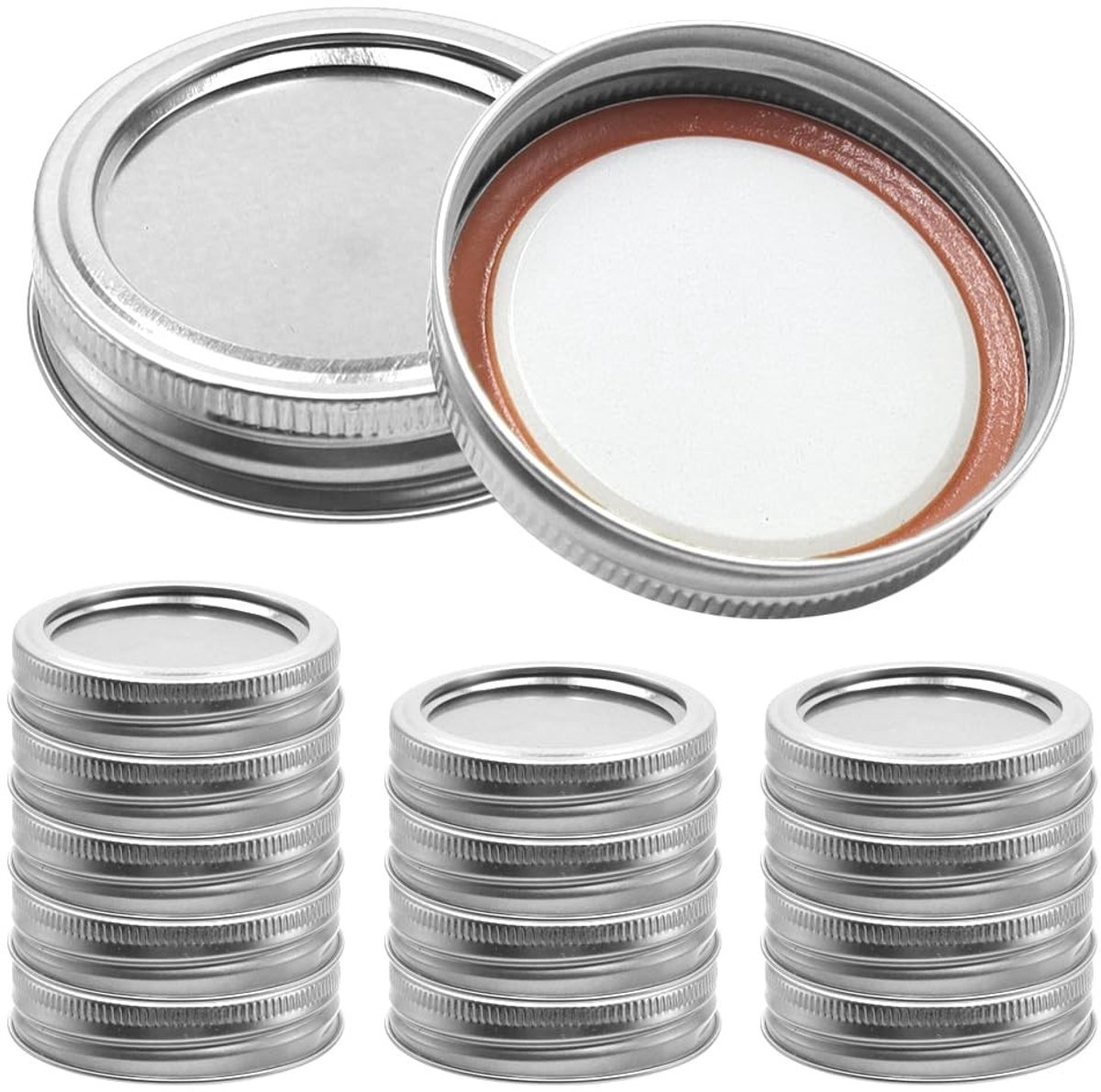 Dailygoods- Mason Jar Deksels 15 Stuks - Blik Deksels - Antislip - Roestvrij - Voor Inmaakpotten - Goede Afdichting - Inmaakdeksels