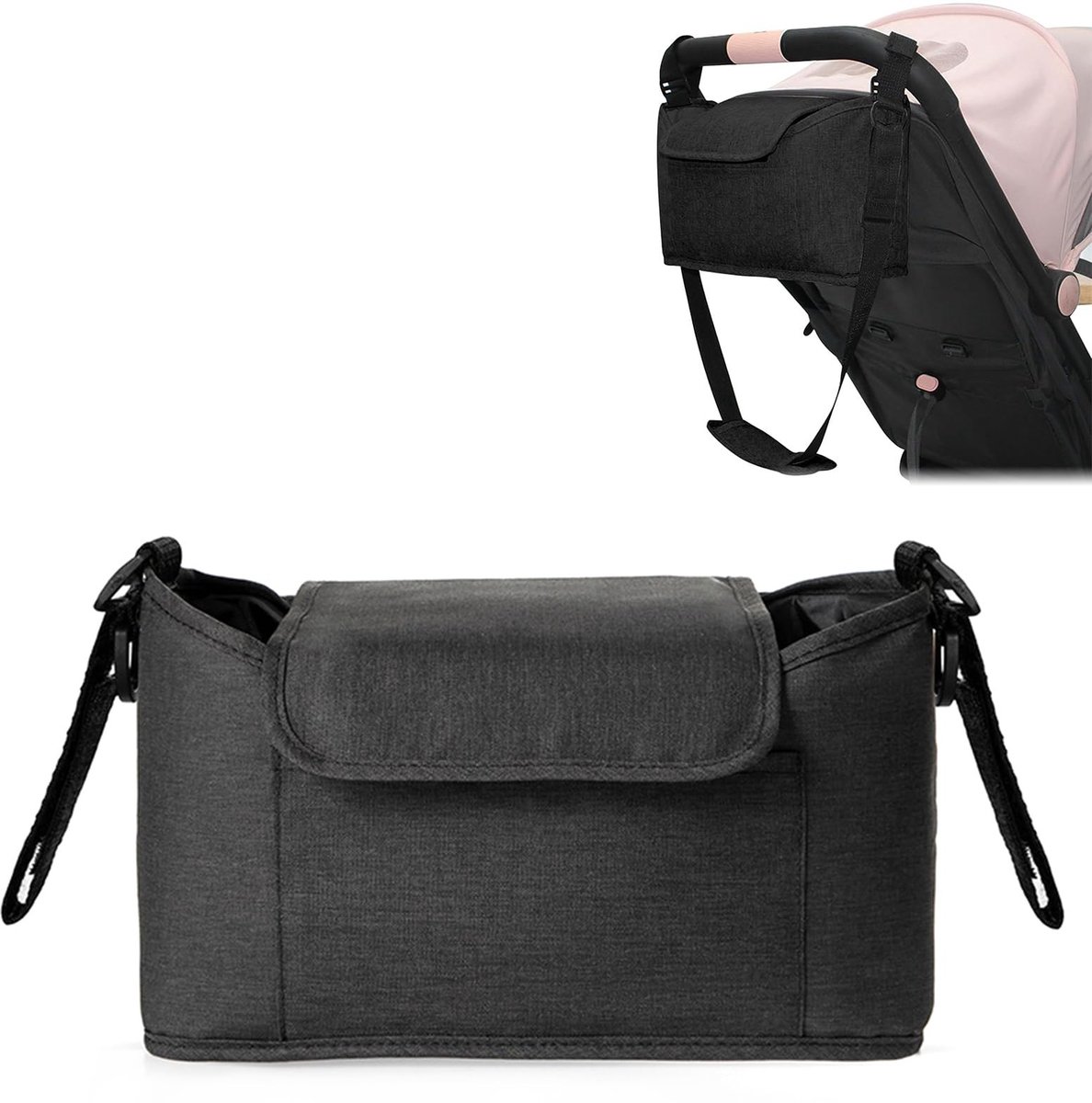Dailygoods- Buggy-Organizer Draagbaar - Kinderwagen Organizer - Opbergtas met Schouderriem - Ruim Ontwerp - Hoogwaardige Oxford-Stof - Geschikt voor Luiers en Speelgoed - Kinderwagenorganizer