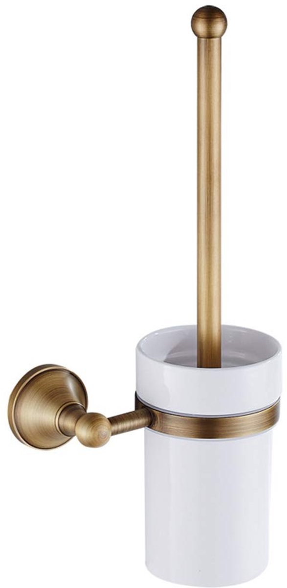 Dailygoods - Luxe Antiek Brons Toiletborstelhouder Set - Wandhouder Messing Badkameraccessoires