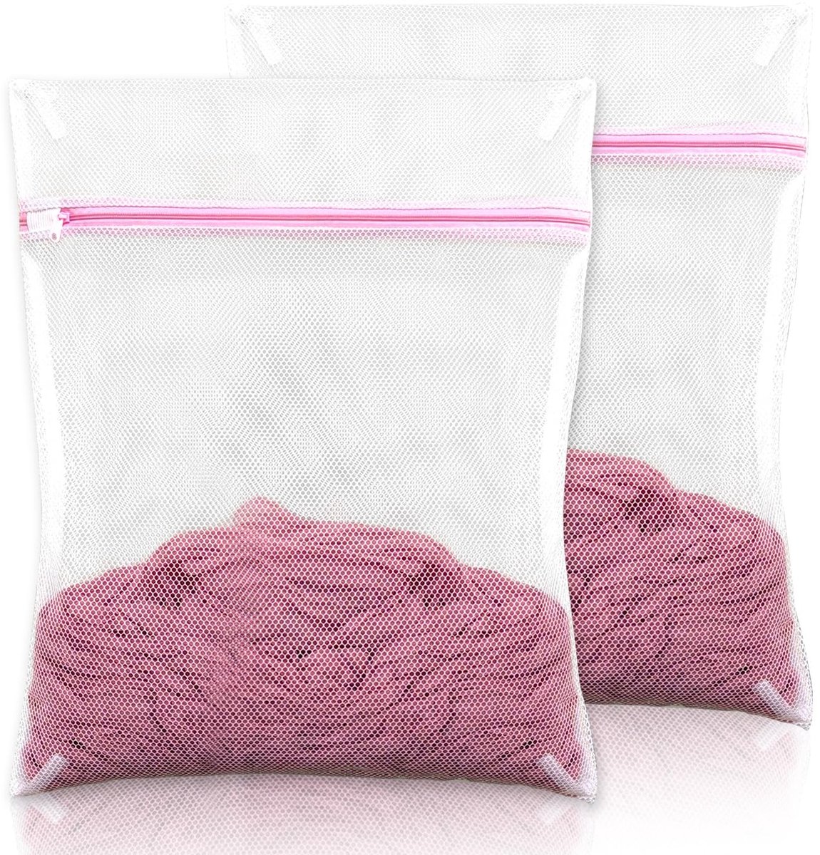 Dailygoods- Waszak Set van 2 - 30 x 40 cm - Delicate Waszak - Waszakken met Ritssluiting - Reiswaszak - Duurzaam Mesh Ontwerp - Wasnet