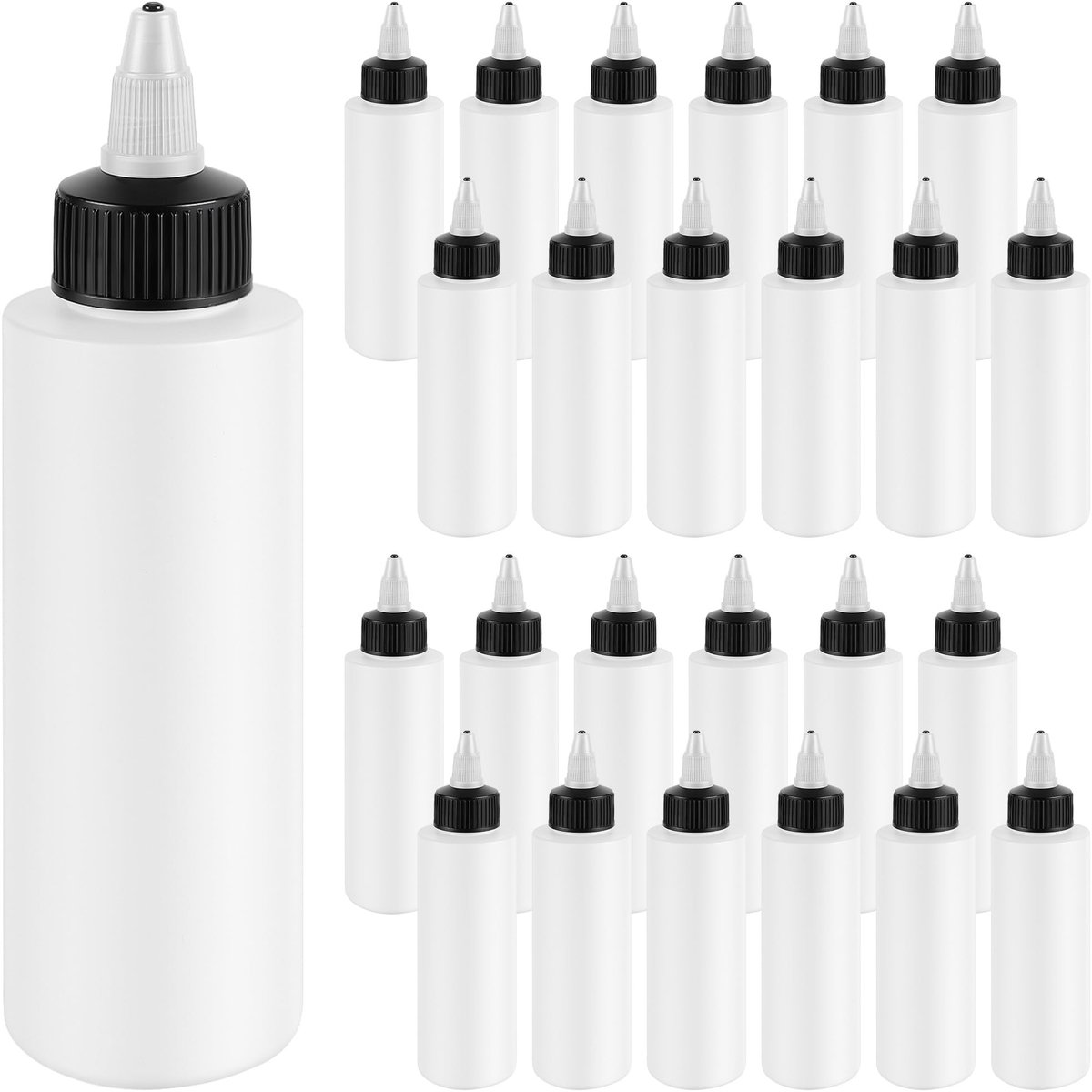 Dailygoods- Knijpflessen Set van 25 - 120 ml - Draaidopspuiten - Verstelbare Stroomregeling - Dispenser voor Ketchup/Olie - Knijpbestendig PET - Dispenserflessen