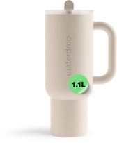 Waterdrop® Explorer Thermo Drinkbeker 1,1 L - 12 uur koud - Drinkbeker met rietje, handvat en lekvrij deksel - Off-White - Perfect voor ijskoude dranken