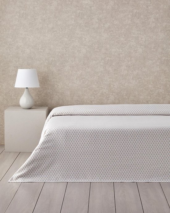 English Home zomerdeken - Pure Leaves - Elegance Bedsprei - Twee persoons - Extra Dunne Zomerdeken - Katoen - 200x220 cm – Beige