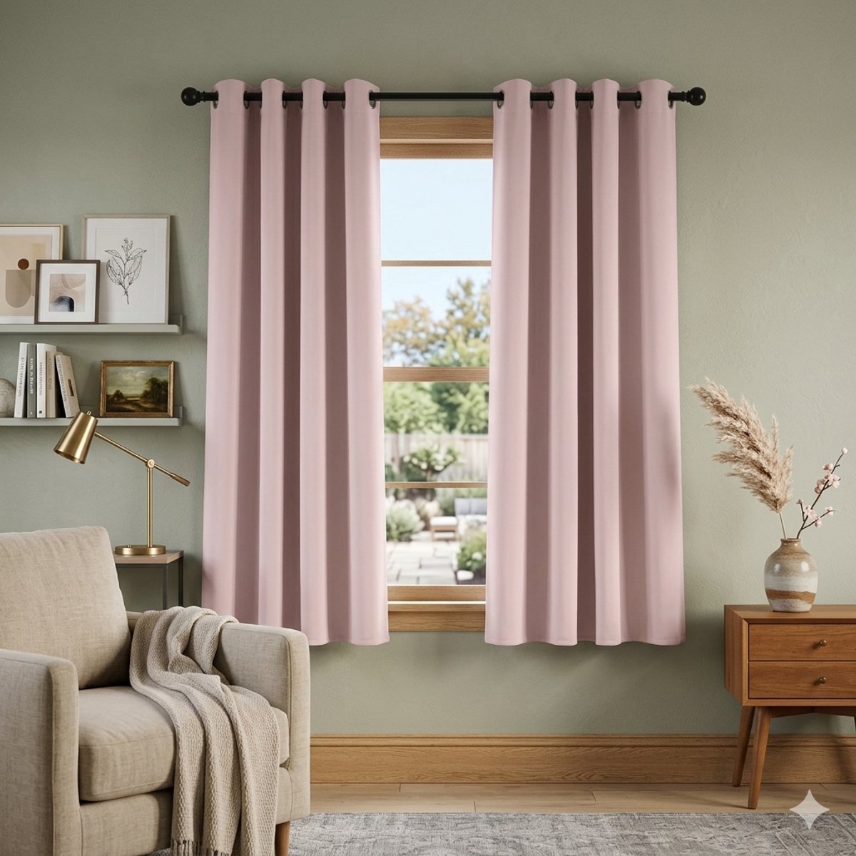 Maison Elara Verduisterende Gordijnen met Lussen - Warmte- en Koude-isolerend - 2 Panelen - 140x145 cm - Lichtroze