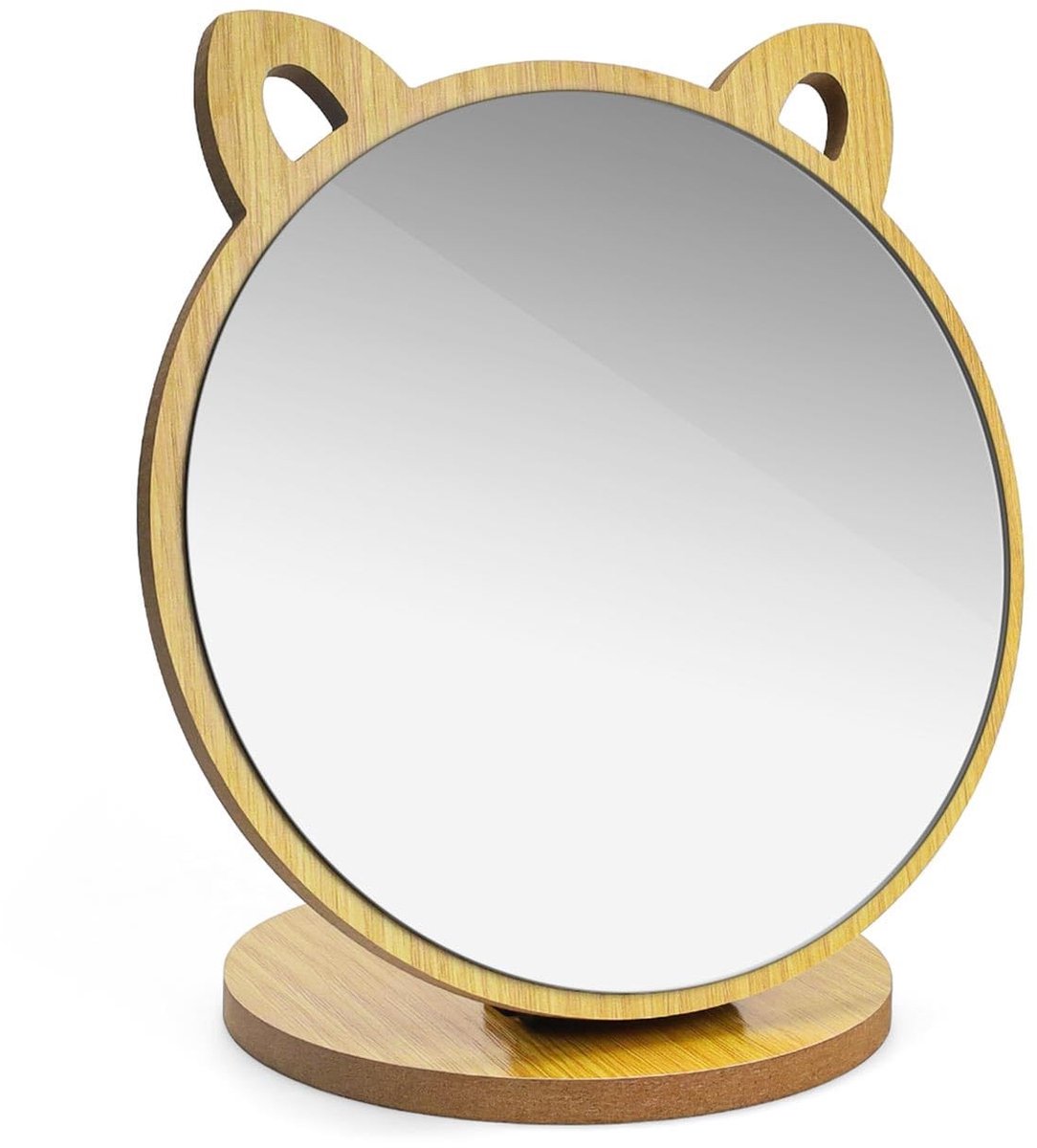 Dailygoods- Make-upspiegel kleine spiegel met verstelbare hoek - Houten sokkel - Zilveren glazen spiegel - Geschikt voor make-up tafel - Elegant ontwerp - Hoge resolutie beeld - Toiletspiegel