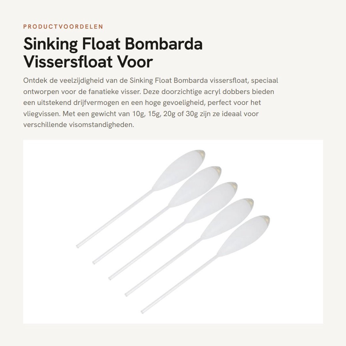 Dailygoods- Float 5 Stuks - Zinkende Dobbers - Vliegvissen - Acryl - Lichtgewicht - Hoge Gevoeligheid - Visdobber