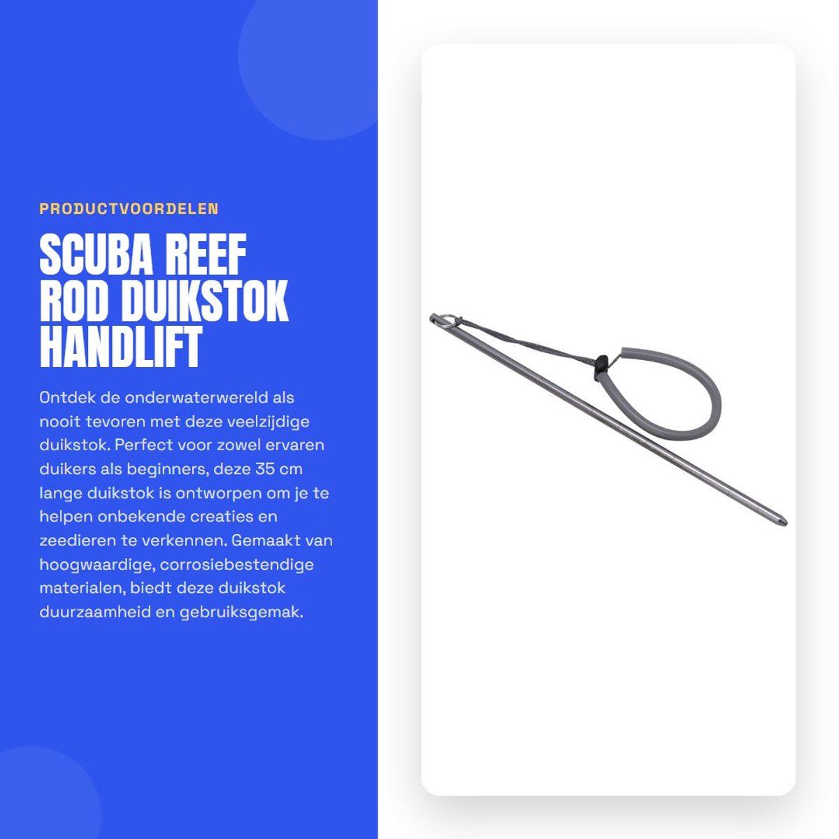 Dailygoods- Rifstaaf 35 cm - Duikstok - Duikwijzerstok - Draagbaar - Corrosiebestendig - Aluminiumlegering