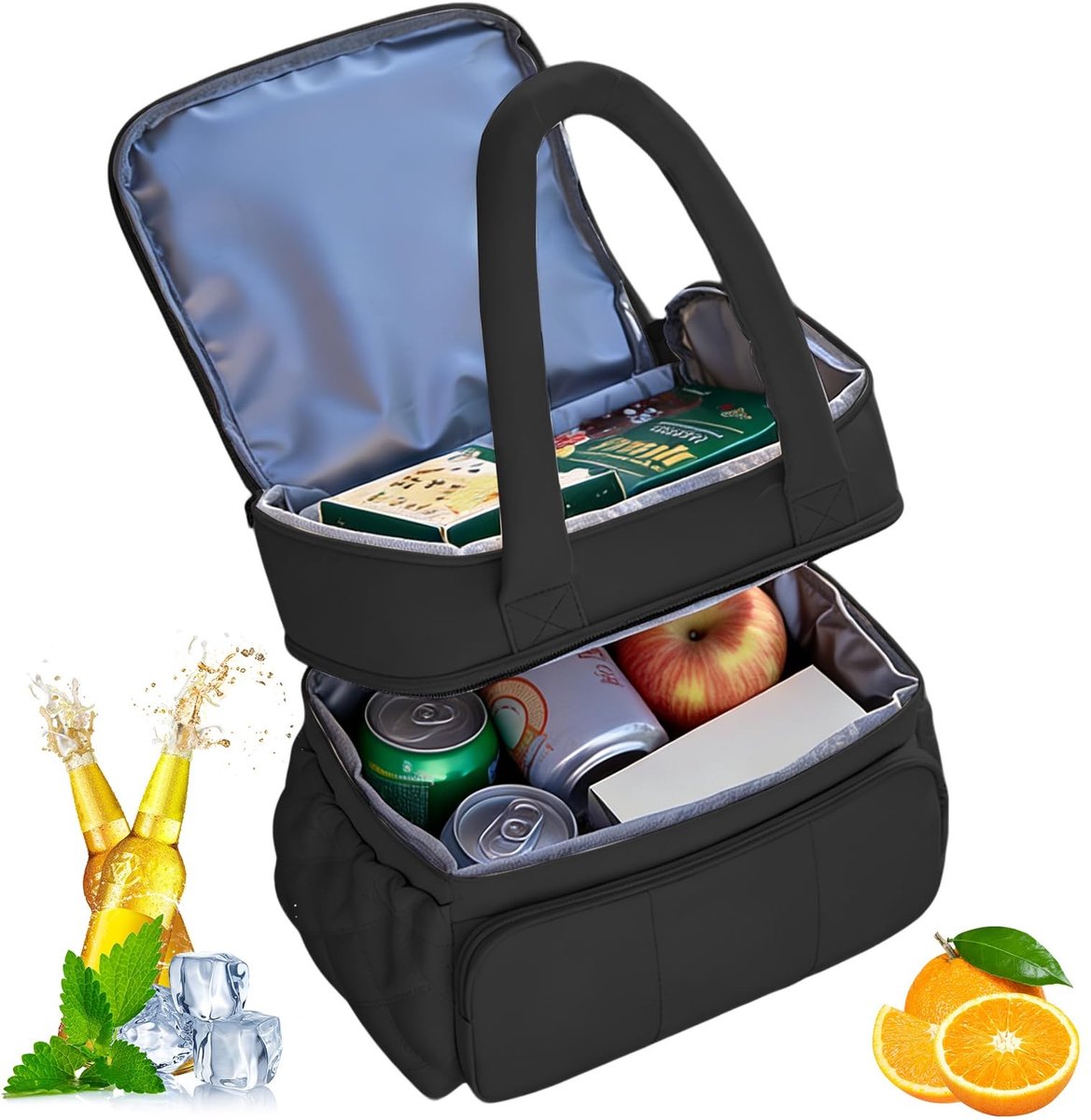 Dailygoods - Draagbare Koeltas - Dubbel Geïsoleerde Picknicktas - Zwart