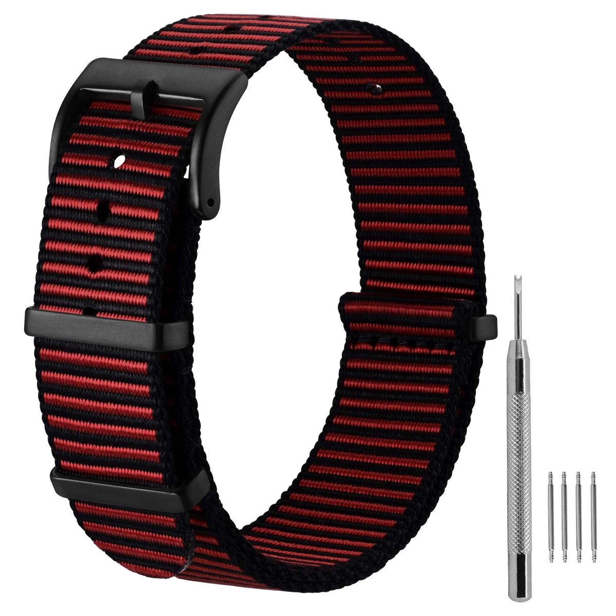 Dailygoods- Horlogebandje Ademend Nylon - Reserveband - Militaire Stijl - Verstelbaar - 18/20/22 mm - Lichtgewicht en Comfortabel - Horlogeband