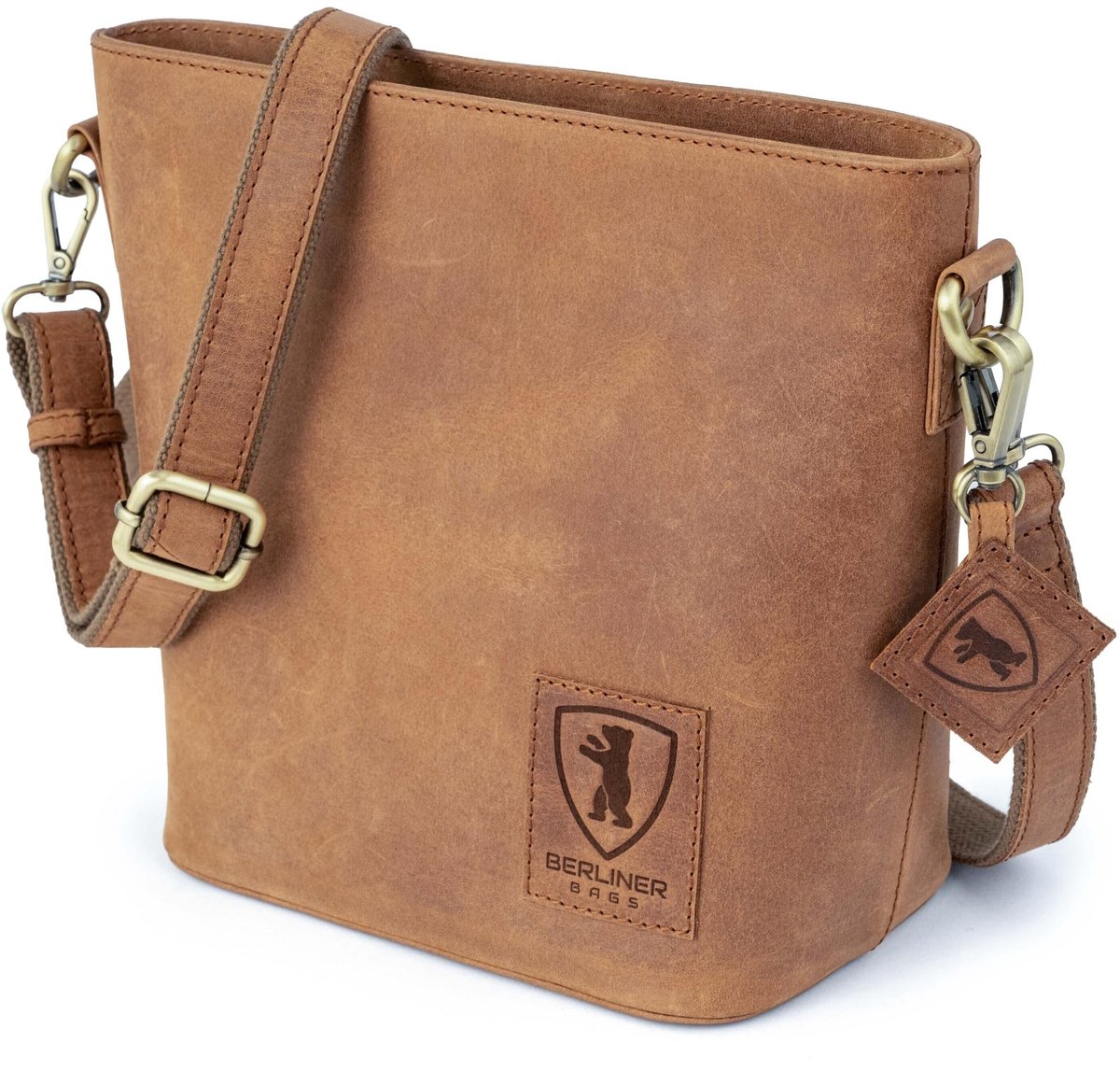 Dailygoods - Vintage Schoudertas Madison - Bruin Leer, Middelgroot