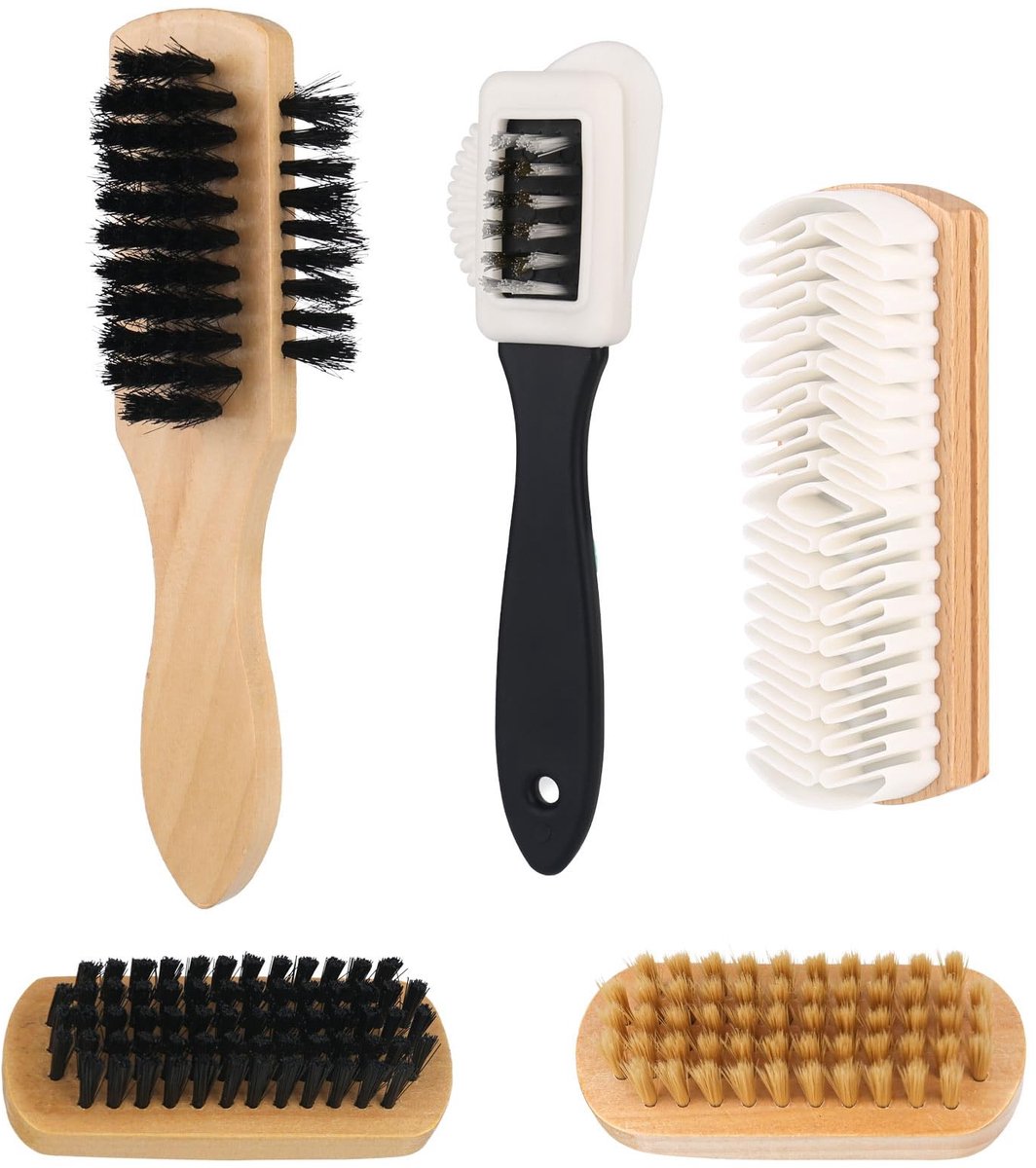Solidchoice - Suède Borstels voor schoenen, 5 stuks, veelzijdig inzetbare suèdeborstel, schoenborstelset, suède, verzorgingsborstel, nubuckleer, crêpeborstel voor schoenborstels, voor reiniging of polijsten