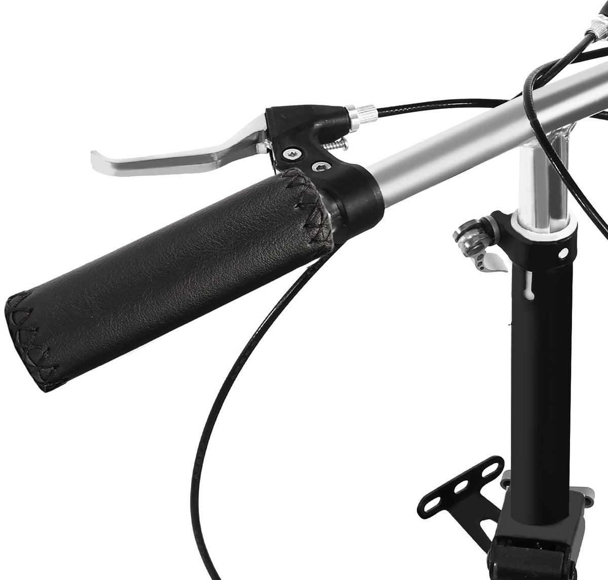 Solidchoice- Accessoires - Fietsstuurgreep Kunstleer - Ergonomische Grip - Antislip - Zwart/Koffie - Verhoogde Veiligheid - Fietshandgrepen