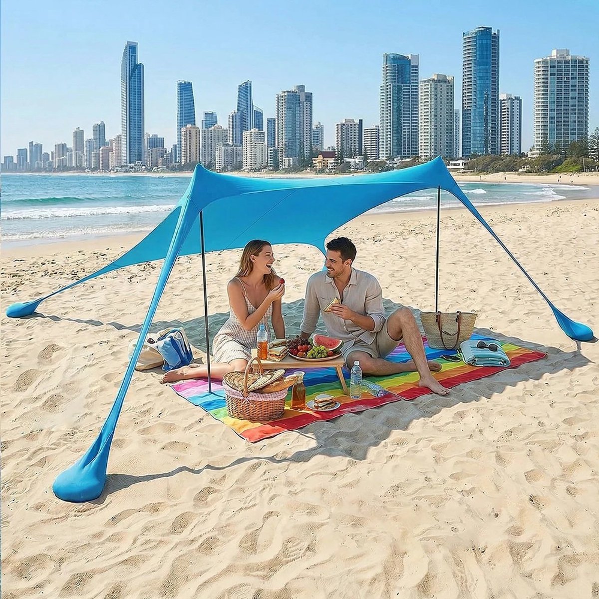 Solidchoice - Dailygoods Strandluifel Strandtent Camping Zonnescherm Buiten Strandzonnescherm Tent Strandzonnescherm Picknicks Vissen