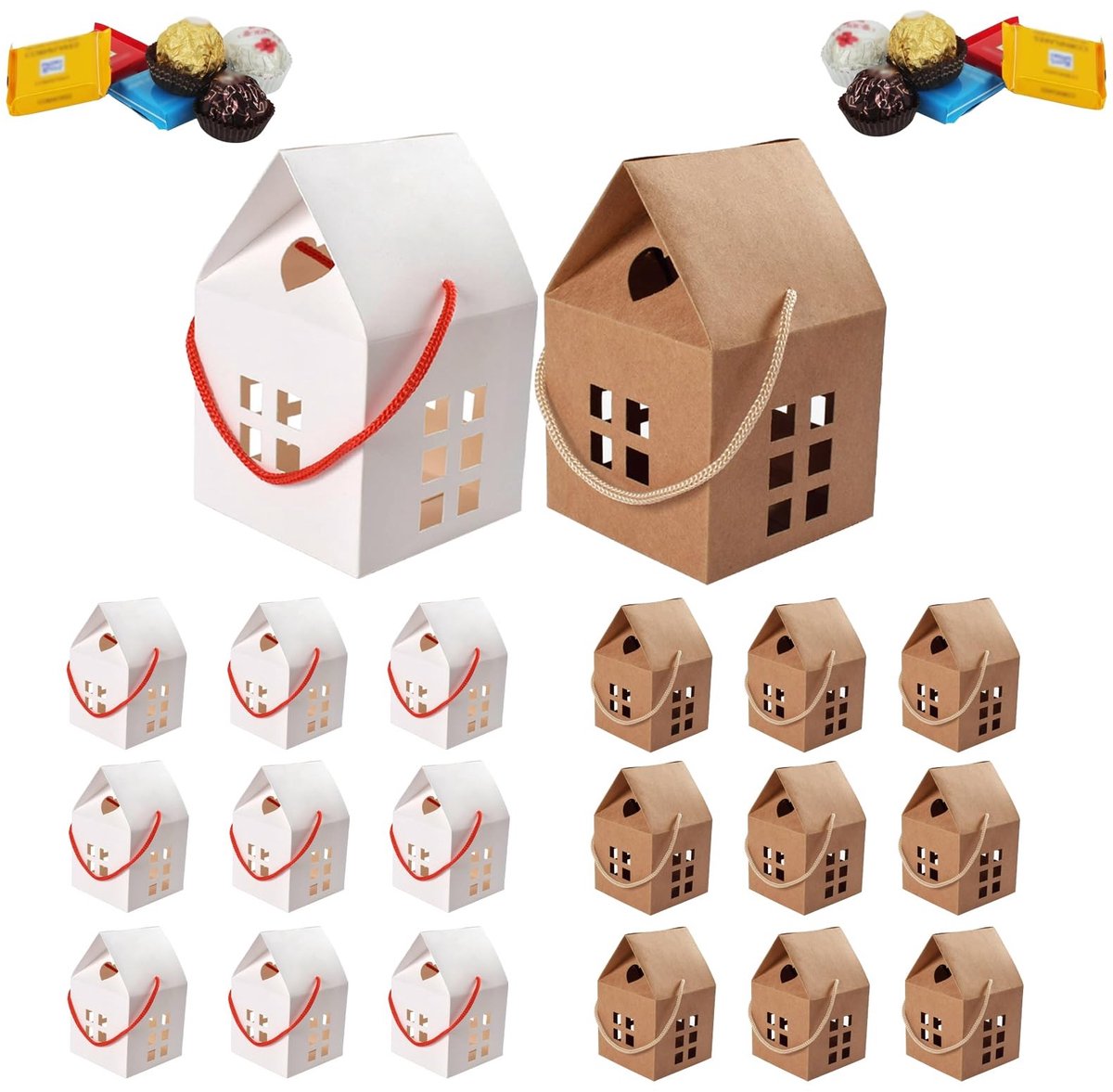 Solidchoice- Geschenkdoos 20 stuks - Geschenkverpakking karton - Kleine geschenkdoos - Doos met deksel - Kraftpapier - Perfect voor snoepgoed - Cadeaudoos