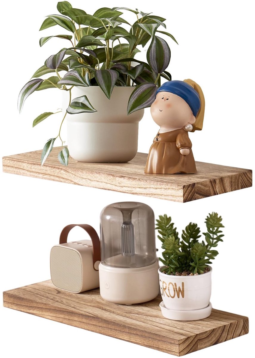Solidchoice- Zwevende Planken 30 cm - 2 Stuks Tung Hout - Wandmontage - Display Plank - Minimalistisch Ontwerp - Hoogwaardige Afwerking - Wandplanken