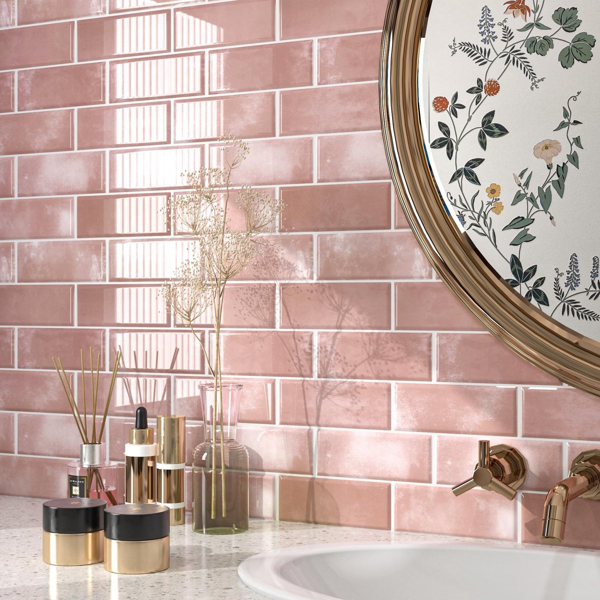 Solidchoice - FunStick 30×30CM 30 stuks Tegelstickers Achterwand Badkamer Waterdicht 3D Zelfklevende Tegels Roze Tegelfolie Keuken Zelfklevend Muurtegels Stickers Badkamer Verwijderbare Tegelstickers Keuken