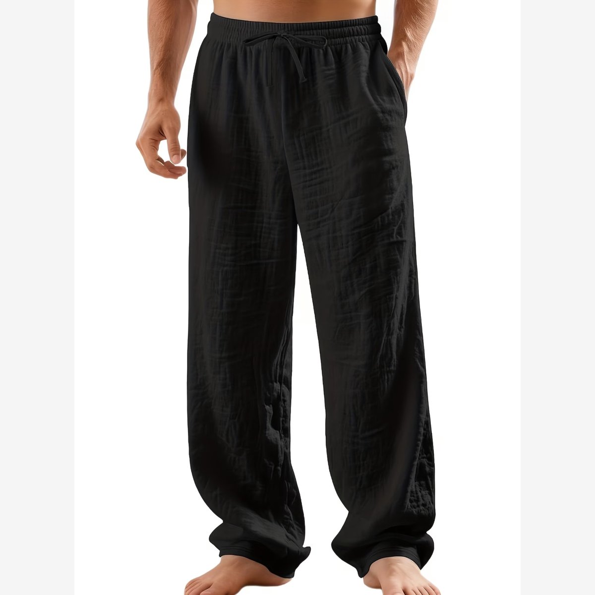Currero Linnen Broek Heren - Zomerbroek - Volwassenen - Lange Broek - Pantalon - Strandbroek - Zomer - Ibiza Stijl - Zwart M