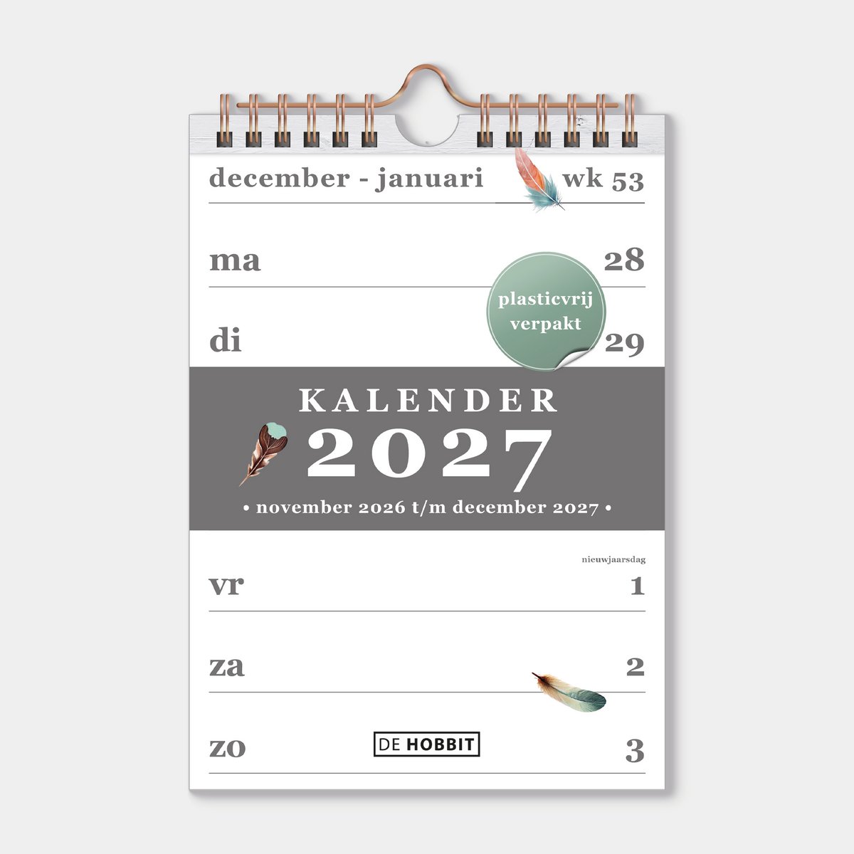 Hobbit - Spiraalkalender 2027 - A5 (21 x 14,85 cm) - Weekplanner - Weekkalender - Veertjes