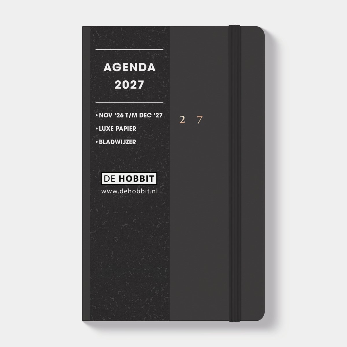 Hobbit - Pocket Deluxe Agenda 2027 - ±A6 (14,8 x 9,5 cm) - Zakagenda - 1 week op 2 pagina's - Suèdelook Antraciet