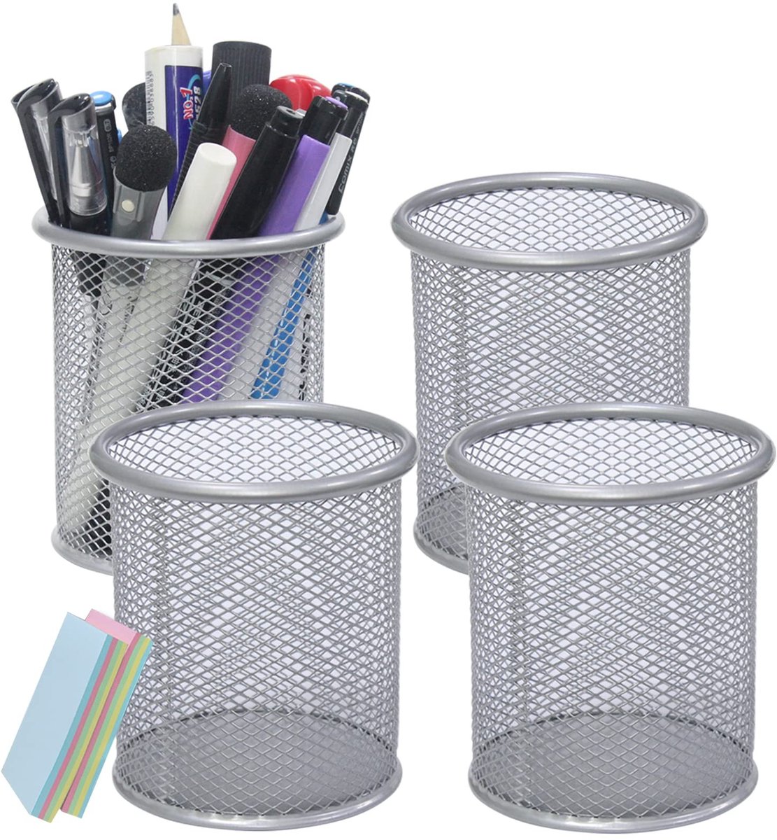 Dailygoods- Pennenhouder - 4 Stuks - Ronde Pennenhouder - Bureau Organizer - Roestvrij - Modern Design - Ruimtebesparend