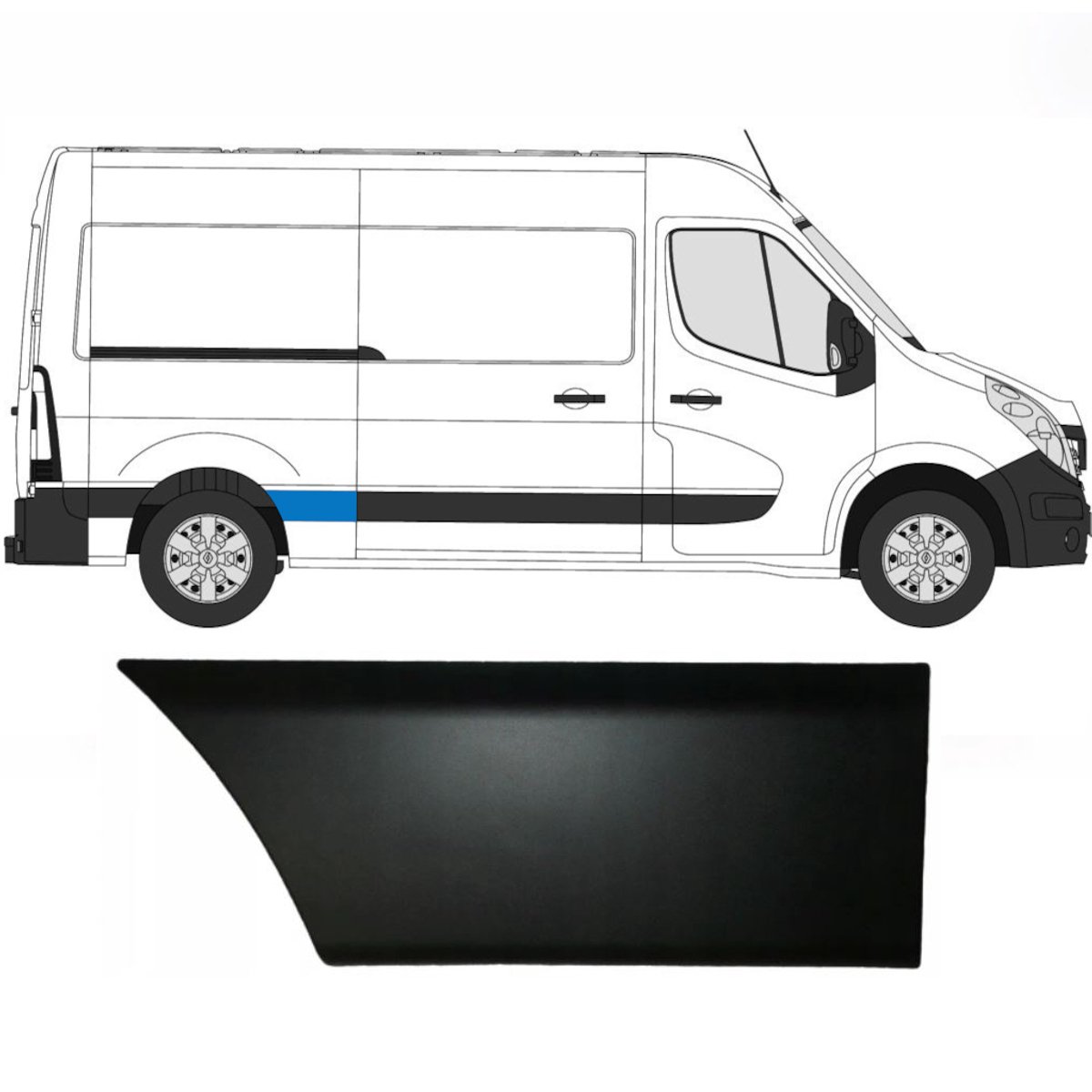 Zijlijst sierlijst achterspatbord voor Opel Movano 2010-2021 / Rechts