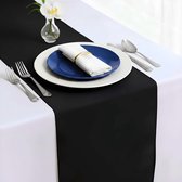 Tafelloper - 30x275cm - Zwart – Polyester - Tafelkleed – Smalle Tafelloper - Eettafel - Dressoir en Salontafel – Tafeldecoratie - Tafelkleden - Tafelloper Lang