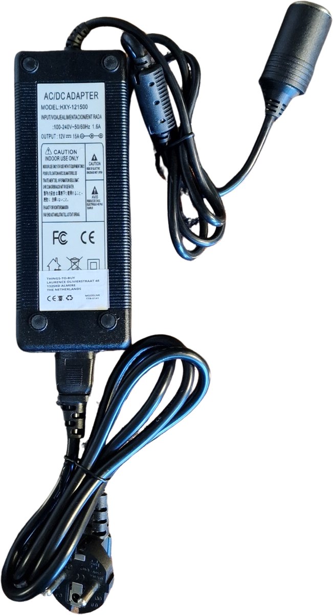 THINGS-TO-BUY – Omvormer 220V naar 12V – 15A – 180W – Compact – Voor extra zware 12V apparaten