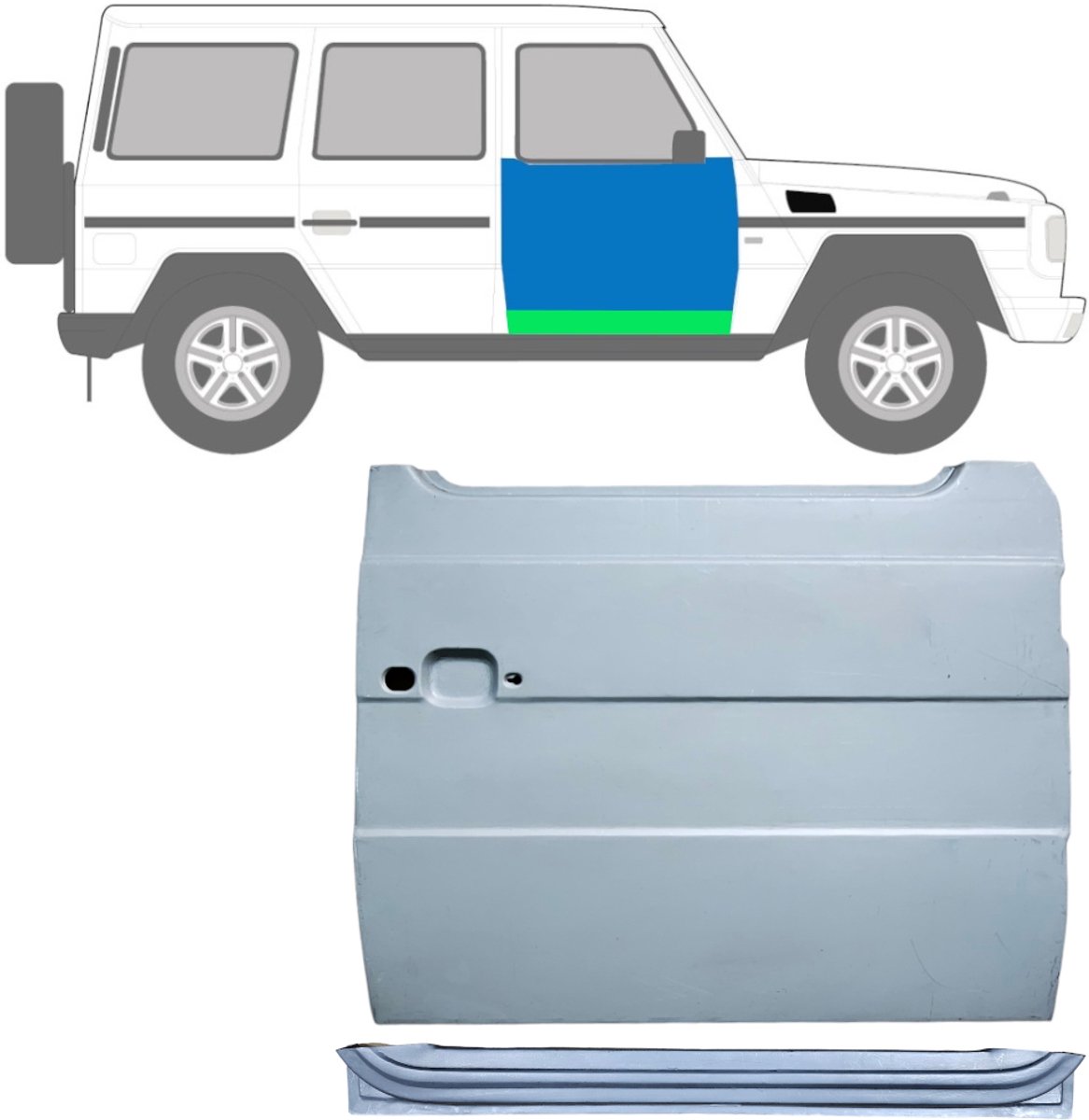 Reparatiepaneel voor deur voor Mercedes G-Class W460 W461 W463 1979- / Rechts