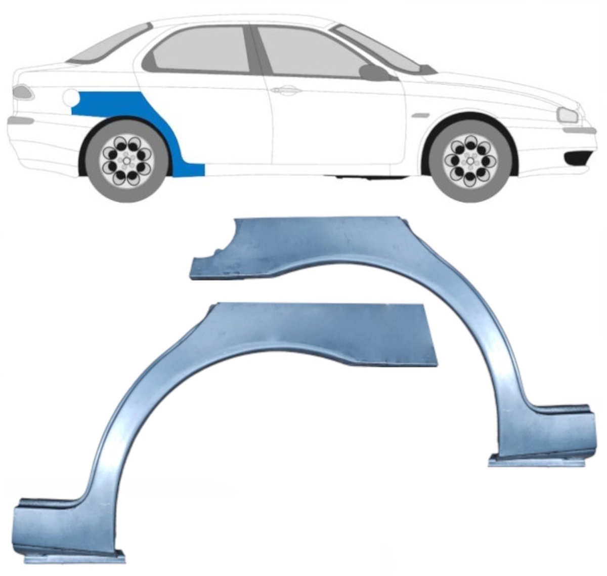 Reparatiepaneel achterspatbord voor Alfa Romeo 156 1997-2005 / Links + Rechts