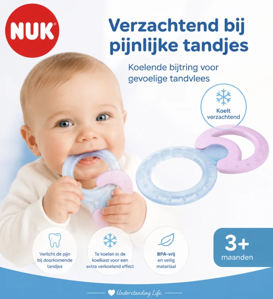 NUK – Koelende bijtring met verzachtende werking- 3m+
