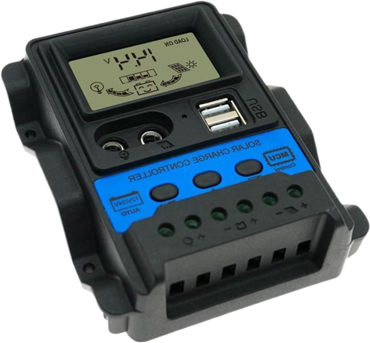 Zonne Laadregelaar - Spanningsregelaar Controller - Energie Beheer - Dubbele USB Poorten - 30A - Zwart