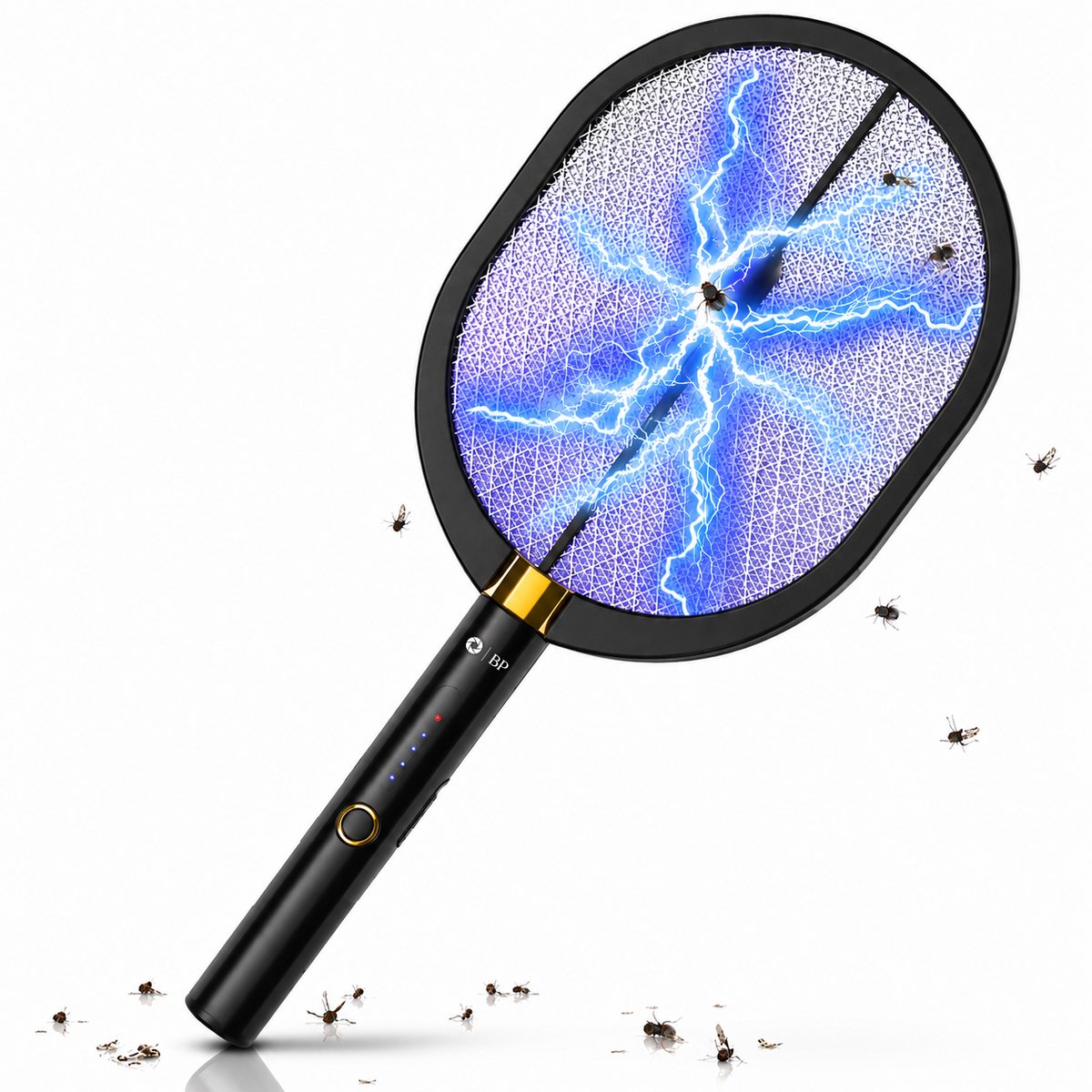 BP® Elektrische Vliegenmepper - Elektrische Muggenlamp - 2 in 1 Vliegenmepper - USB Oplaadbaar - Vliegenvanger - Muggenvanger - Muggenlamp - Vliegenvanger Elektrisch - Nederlandse Handleiding - Zwart