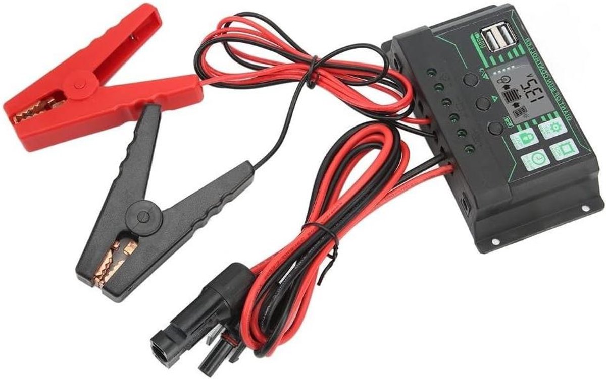 Solar Laadregelaar - MPPT Controller - Energiebeheer Buiten - Met USB Output - 10A - Zwart