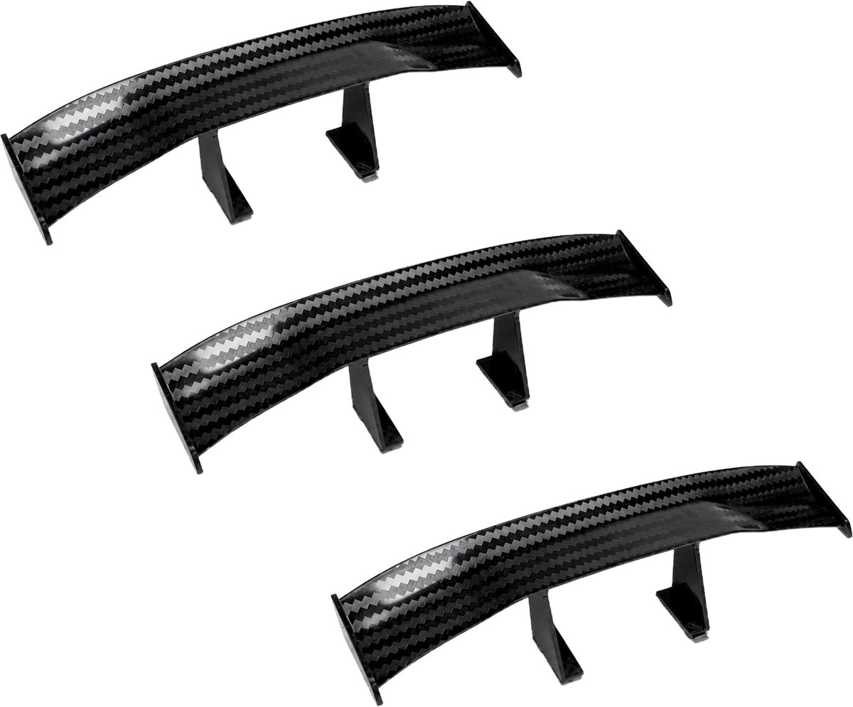 3x TIN-IN Grappige Mini Spoiler Auto Carbon Look - Zelfklevend - Universeel Tuning Accessoire - JDM Cadeau voor Autoliefhebber