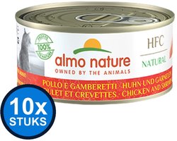 10x Almo Nature HFC - Kip & Garnaal - Kattenvoer Natvoer - 70g