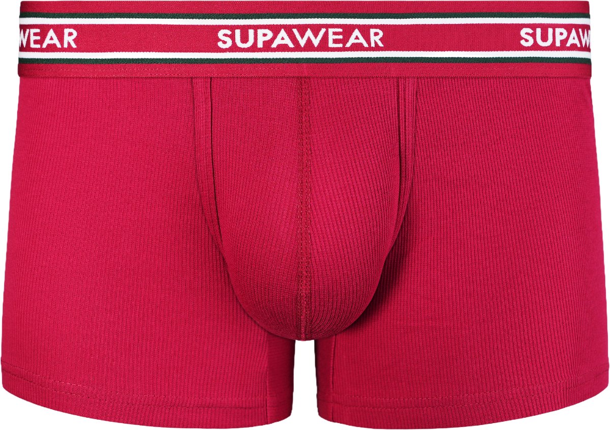 SUPAWEAR Ribbed Varsity Trunk Red - MAAT S - Heren Ondergoed - Boxershort voor Man - Mannen Boxershort