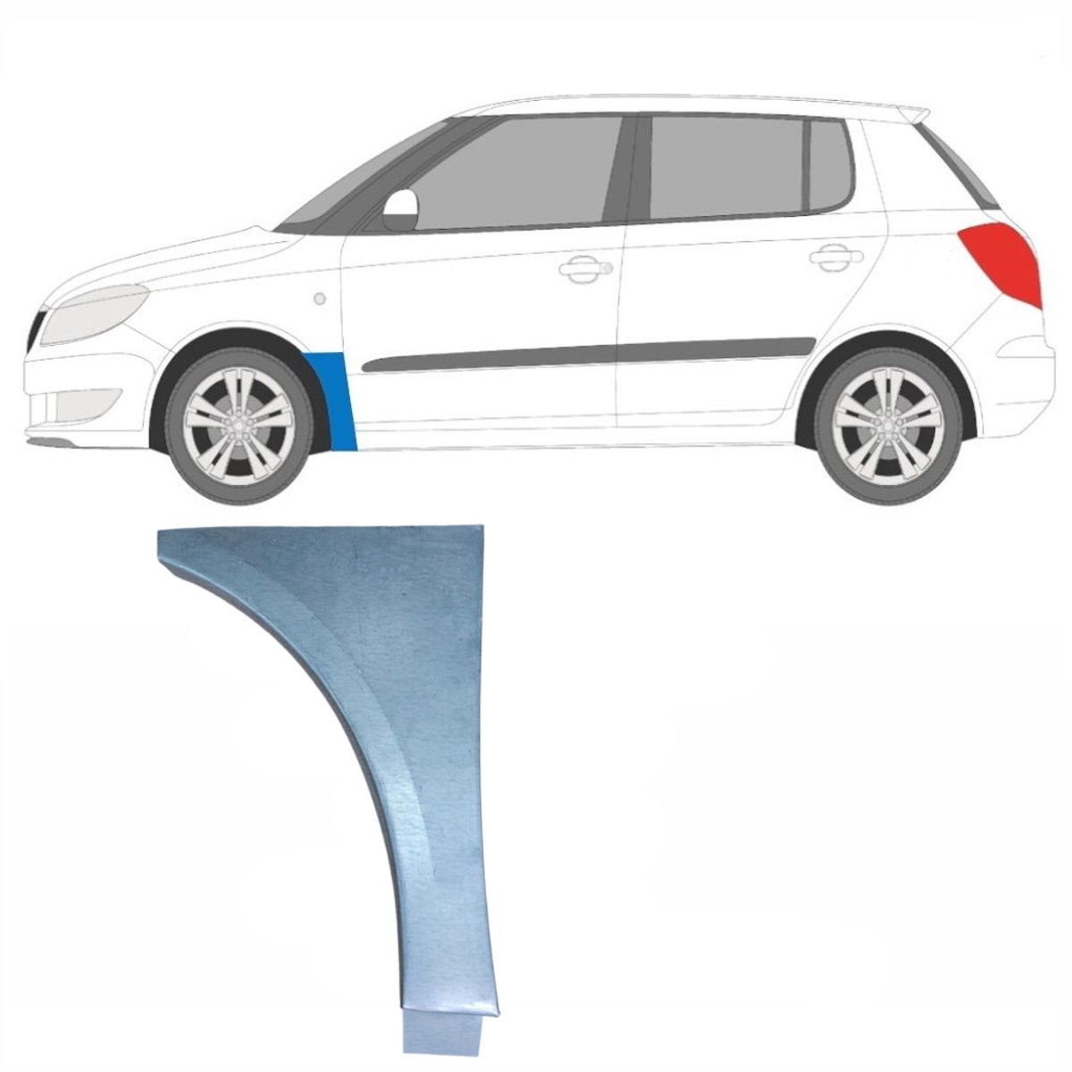 Reparatiepaneel voorspatbord voor Skoda Fabia II 2007-2015 / Links