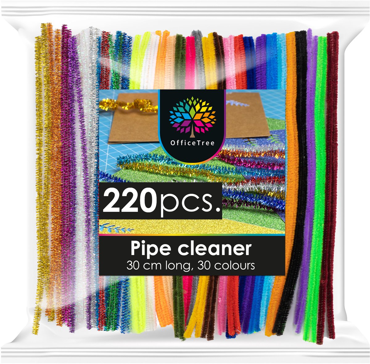 OfficeTree Pijpenragers 220-delig 30 colors - Knutselset - Knutselkoffer - Knutselspullen Kinderen - Knutselpakketten