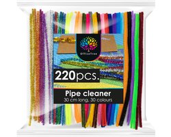 OfficeTree Pijpenragers 220-delig - 30 Kleuren incl. Glitterkleuren - Chenille Draad - Knutselset voor Kinderen - Knutselpakket voor DIY en Decoratie
