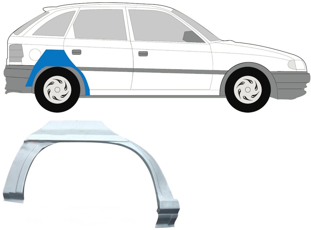 Reparatiepaneel achterspatbord voor Opel Astra F 1991-2002 / Rechts / HATCHBACK
