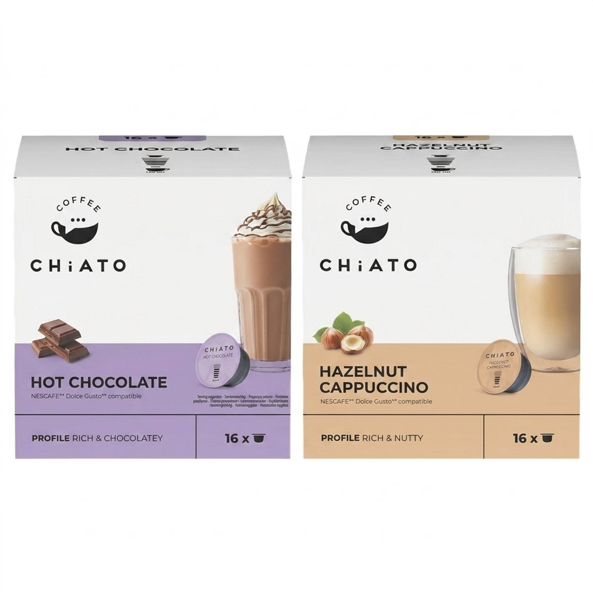Koffiecapsules compatibel met NESCAFÉ® Dolce Gusto® CHiATO Hazelnut Cappuccino, 16 st.