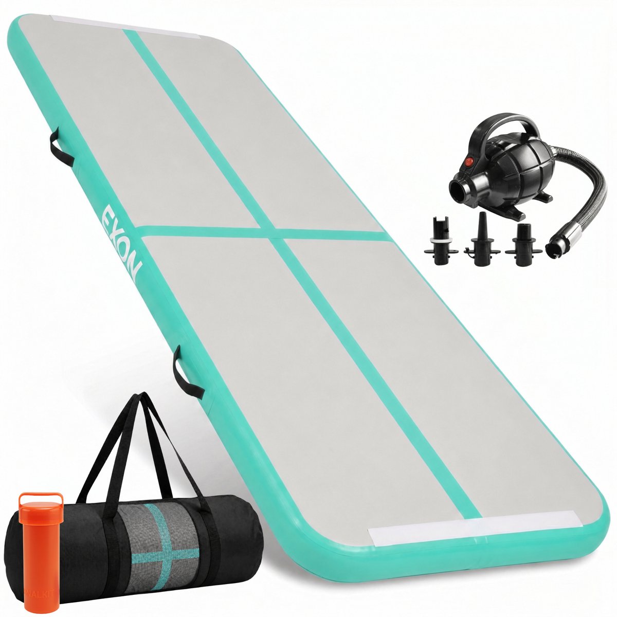 Exon® AirTrack Pro 3 meter - Turnmat - 300x100x10 CM - Sporten - Buiten & Binnen - Turnen - Waterproof - Incl. Elektrische Pomp - Mint