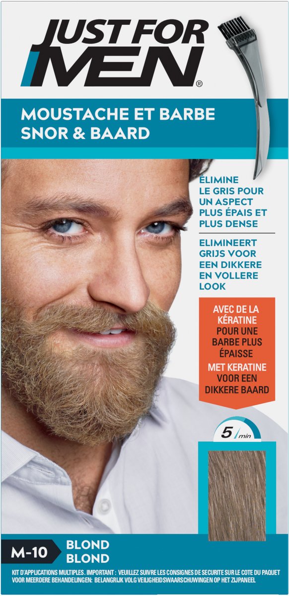 Just for Men Snor en Baard Haarkleuring M10 Donkerbruin - Haarverf voor Mannen - Grijs Haar Verdwijnt in 5 Minuten - Versterkt Natuurlijke Kleur - Eenvoudig te Borstelen - Zonder Ammoniak - Meerdere Keren te Gebruiken - Blijft tot 8 Weken Zitten