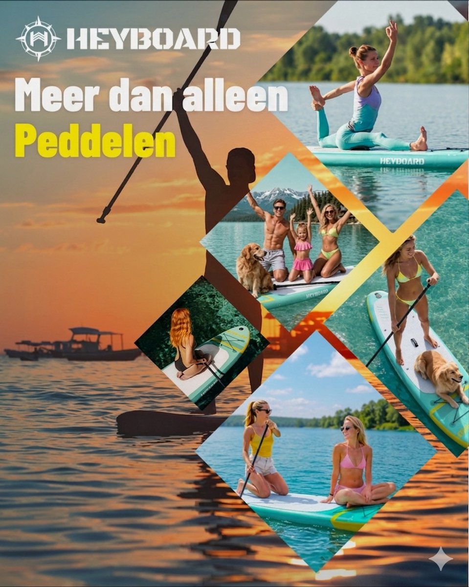 HEYBOARD SUP Board - 320x81x15 cm - Load Capacity 200 kg - Complete Set (2-in-1 Dual-Purpose Paddle), Inflatable Paddle Board – foto 4