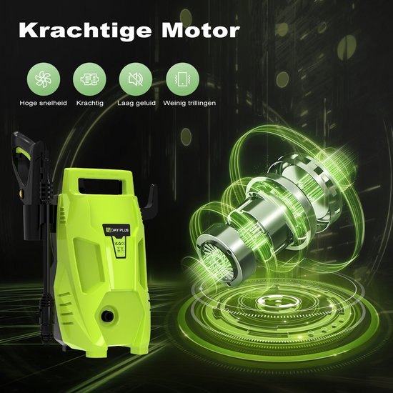 Elektrische Hogedrukreiniger - Krachtige Motor, Laag Geluid & Weinig Trilling - Draagbare Hogedrukspuit voor Auto, Terras, Oprit, Tuinmeubels Schoonmaken - Compacte Hogedruk Reiniger voor Huishoudelijk Gebruik — afbeelding 3