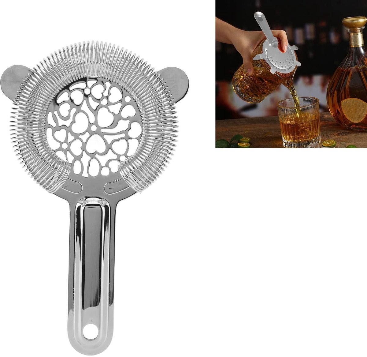 Dailygoods- Cocktailzeef Roestvrij Staal - Bartending Accessoire - IJszeef - Professioneel Ontwerp - Efficiënte Zeefmogelijkheden - Snel Vloeistof Scheiden - Barzeef