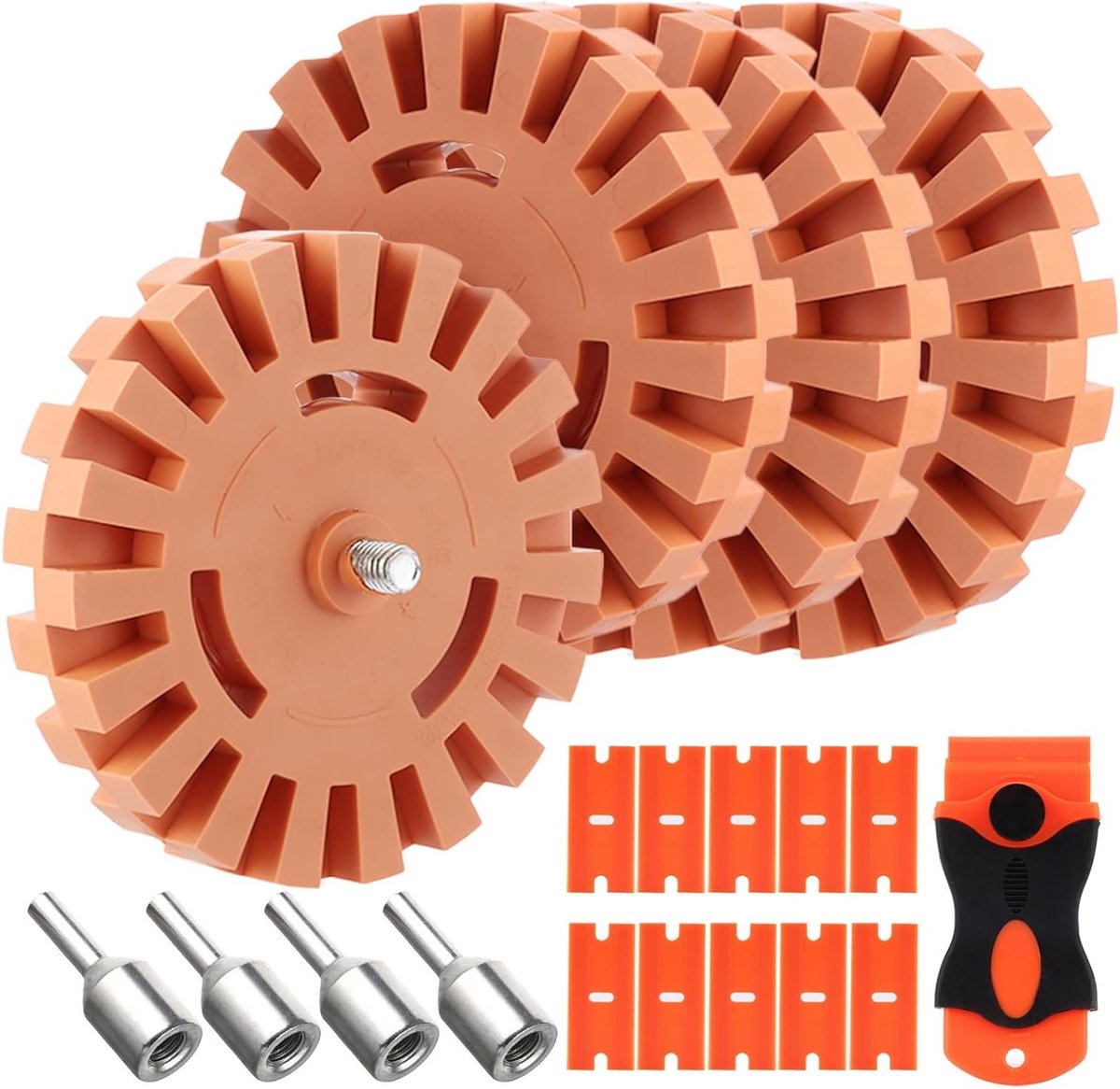 4-delige Foil Gum Set met Adapter, 100mm Gum Disc Rubber Dikte 20mm, Sticker Gum voor het Verwijderen van Naaldstrepen en Vlekken