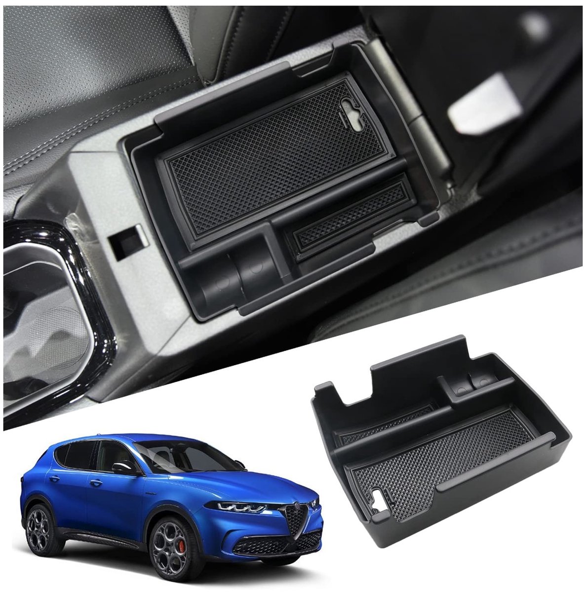 Dailygoods- Opbergbox Middenconsole - Organizer - Compatibel met Alfa Romeo Tonale 2022-2025 - Opbergvak - Handschoenenvak - Houdt de armleuningbox netjes - Opbergdoos